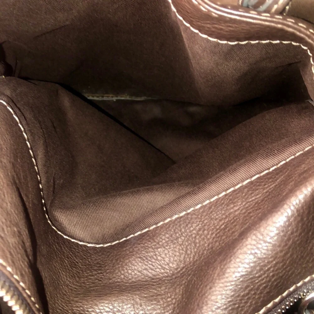 M CHLOE Paddington Dark Brown Leather Laptop Tote Bag with Lock and Key Unisex